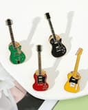 Zeayebsr 4 Stück süße Gitarre Brosche Set E-Gitarre Abzeichen für Musikinstrumente Hemden Mantel Pullover Rucksäcke, Brosche, Emaille Brosche, Emaille Pins - 5