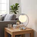 BARCELONA LED Candeeiro de Mesa San Cromado em Forma de C com Bola de Vidro Opalino, Base Redonda em Alumínio, Design Clássico Moderno Retro Luxo para Quarto e Sala - 2