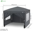 VOUNOT 3m x 3m Pop Up Gazebo with Sides & 4 Weight Bags & Carry Bag, Marquee Garden Party Tent Outdoor, Grey - 7