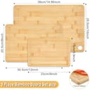 Funnydin Bambú Tabla de Cortar Juego de 3, Diferentes Tamaños,Tablas de Cortar de Madera y Bandeja para Servir, Tablas de Cortar de Madera Gruesa para Cocina, Aptas para Lavavajillas - 2