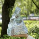 HIMKI Brautbeutel Klassische Hochzeit Handtasche mit Blumen Goldener Faden Jacquard Quaste Brauthandtasche Satin Hochzeit Handgelenk Tasche Elegante Geschenktasche für Hochzeit und Party (Blau) - 2