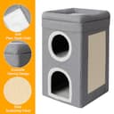 FURRYPAWS Cat House Indoor 2 Layer Cats Cave with Scratching Board, Multi-Level Kitten Bed for Indoor Cats, Cozy Cat Igloo Bed with Soft Velvet Spacious for Small & Medium Pets Grey - 7