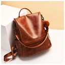 ECOTISH Damen Soft PU Leder Rucksack Handtasche Schultertasche All in One Multifunktions Anti Diebstahl Tasche Wasserdichte Rucksack (Braun) - 6