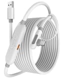 Maxonar Cable de Carga de Realidad Virtual [Chip de Próxima Gen] de 16 FT para Accesorios Meta Quest 3S/3/Oculus Quest 2/Pico 4 y PC/SteamVR, Regalo Increíble,Cable USB 3.0 a USB C de 5 Gbps, Blanco - 1
