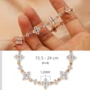 Pulsera FEIKFEIZ de moissanita, con diamante moissanita cultivado en laboratorio, chapado en oro rosado 18K, pulsera de trébol ajustable, regalo para mujer. - 4
