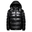 Generisch Glänzend Winterjacke Damen Warm Outdoor Daunenjacken Wandern Casual Jacke Laufen mit Kapuze Reißverschluss Einfarbig Outfit Leichte Winterkapuzenjacke Herren Unisex Puffermantel,schwarz,M - 1