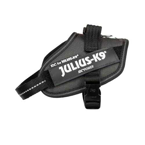 IDC Powergeschirr, XS, Schwarz-Grau - Reflektierendes Hundegeschirr mit Logo-Feld, verstellbar, atmungsaktiv, Bewegungsfreiheit, Oeko-TEX Zertifiziert, für kleine, mittlere & große Hunde