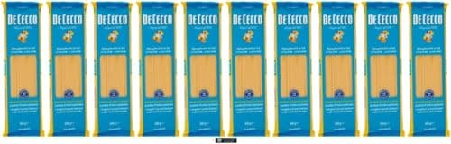 De Cecco Spaghetti n.12, Pasta di Semola di Grano Duro 100% Italiano, 10 Pacchi da 500 g,+ key smarter italy shop service