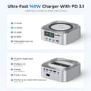 RayCue All-in-One Charger Dock for Mac mini M4, Aluminum Mac mini M4 Dock Hub Stand with 8TB NVMe/SATA SSD Enclosure, 165W Power Delivery, 4K60Hz HDMI, Smart Display, SD/TF 4.0, 10G USB A/C, Audio - 5