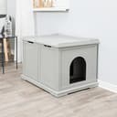 Trixie XL Furniture Litter Box Enclosure (Gray), Hidden Litter Box for Cats with Openings on Either Ends & Large Ventilations Slots, Double Doors for Easy Cleaning, Removable Divider - 3