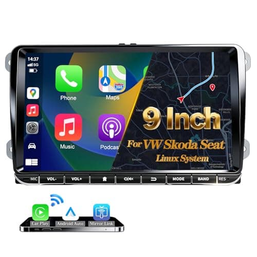 URVOLAX DAB+ Autoradio mit Bildschirm für VW Skoda Seat: 9 Zoll Doppel DIN Radio mit Wireless Apple CarPlay Android Auto - Linux Auto Radio für Golf 5 6 T5 Polo 6r Caddy Touran Passat Tiguan Fabia