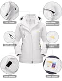 TACVASEN Women Jacket Waterproof 3 in 1 Jackets Skiing Jacket Winter Warm Fleece Jacket Ski Snow Parka Work Windbreaker - 6