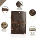 Cuaderno vintage de piel – 10 x 15 cm – Pequeño cuaderno de cuero antiguo hecho a mano con borde de papel – perfecto para escribir, como cuaderno, diario de viaje, diario para adultos - 2