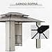 Outsunny Gazebo da Giardino 3.7x3m con Tetto in Policarbonato a 2 Livelli, Struttura Acciaio e Alluminio, Marrone - 4