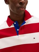 Tommy Hilfiger Herren Poloshirts Kurzarm Casual Regular Fit mit Rugby Stripe Designs, Mittelrot/Elfenbeinblütenblatt, XX-Large - 2