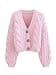 AYAZER Top Fatti a Mano in Maglia Spessa Moda Donna Cardigan Lavorato a Maglia Corto Maglione Giacca da Donna retrò a Maniche Lunghe Chic-Rosa-Taglia Unica - 1