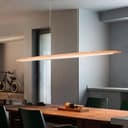 YYUTLUO LED Wood Pendant Light Dining Table Pendant Light, Dimmable with Remote Control Pendant Lamp, Height Adjustable, Modern Linear Design Living Room Lamp Hanging for Office Dining Room (130cm) - 6