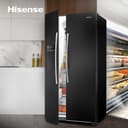 Hisense RS694N4IBE Freestanding Side-by-Side Door American Fridge Freezer 562L 91 x 178.65 x 74.3 cm (W x H x D), Black, Varnished Door, E rated - 9