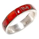 Anello con Pietra Preziosa di Corallo Rosso per Donna Uomo Argento Sterling 925 Design Moderno Anello a Fascia Fatto a Mano Anello di Promessa per Coppia di Gioielli, Taglia 17 - 1