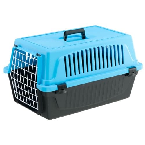 Ferplast Trasportino Rigido per Cani Piccola Taglia e Gatti Atlas 20 El, Box per Trasporto di Animali, Plastica Robusta, Porta in Acciaio Plasticato, Griglie per L'Aerazione, 37 X 58 X 32 cm Azzurro