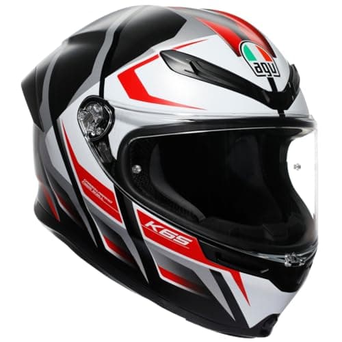 AGV K6 S Karve Premium Integralhelm Matt-Schwarz / Weiß / Rot S Carbon-Aramid Motorradhelm leicht mit Pinlock & Kommunikationsvorbereitung