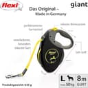 flexi® Giant L | 8m Gurt Roll-Leine für Hunde bis 50 kg | schwarz/neon-gelb | ausziehbare Hundeleine | Gewicht 629.8 gr | Maße 15.2 x 20.8 cm - 2