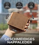 KORUTA Geldbörse Herren Leder Braun mit RFID Schutz I Echtleder Portemonnaie Groß I 13 Fächer I Geldbeutel für Männer I Brieftasche Wallet Portmonee aus echtem Leder (Braun Vintage) - 3