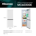 Hisense MC60300E - Frigorífico Combi, Eficiente Clase E, Capacidad 304 L con 186 cm Alto, Cajón Verduras, 4 Estrellas Congelador, Puerta Reversible, Silencioso 39dB, Color Blanco - 2