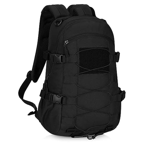 HUNTVP 25L Taktischer Rucksack 1000D Nylon Tactical Daypack Bundeswehr Wanderrucksack MOLLE Kampfrucksack Wasserabweisend für Herren Damen Uni Reise Sport Outdoor Klettern Camping,Schwarz