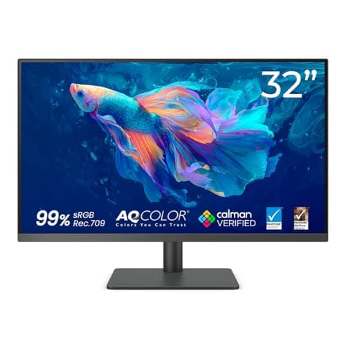 BenQ PD3205U 32 Zoll 4K Monitor für Grafiker, IPS, AQCOLOR-Technologie, 99 % sRGB, 99 % Rec. 709, Delta E ≤ 3, Werkseitig Kalibriert, Uniformity, 90W USB-C, HDMI, DP, KVM, Kompatibel mit MacBook