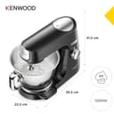 Kenwood Titanium Chef Baker Silver KVC85.004BK, Stand Mixer with Integrated Scale, 3 Stainless Steel Mixing Hooks and Rubber Whisk, 5L and 3.5L Bowls, 1200W, Black - 5