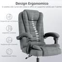naspaluro Sedia da Ufficio Ergonomica, Poltrona Direzionale con Sedile Largo, Sedia Ufficio Reclinabile con Braccioli Imbottiti et Altezza Regolabile (Senza Poggiapiedi, Grigio Scuro) - 5