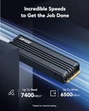 Lexar NM790 2TB SSD with Heatsink, M.2 2280 PCIe Gen4x4 NVMe 1.4 Internal SSD, Up to 7400MB/s Read, Up to 6500MB/s Write, Internal Solid State Drive for PS5, PC, Laptop, Gamers (LNM790X002T-RN9NG) - 2
