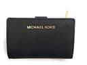 Michael Kors Jet Set Travel Saffiano Leather Bifold Zip Coin Wallet, Black Saffiano, M, Bifold Wallet - 1