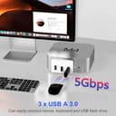 Dock compatto per Mac mini M4 | 3 porte USB 3.0 (5 Gbps) + 10 Gbps tipo C | lettore di schede SD/TF | estensione Mac mini M4 Hub - 4