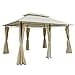 Outsunny Gazebo da Giardino 3x4 m con Tende e Tetto a 2 Livelli in Acciaio e Poliestere, Bianco Crema - 1