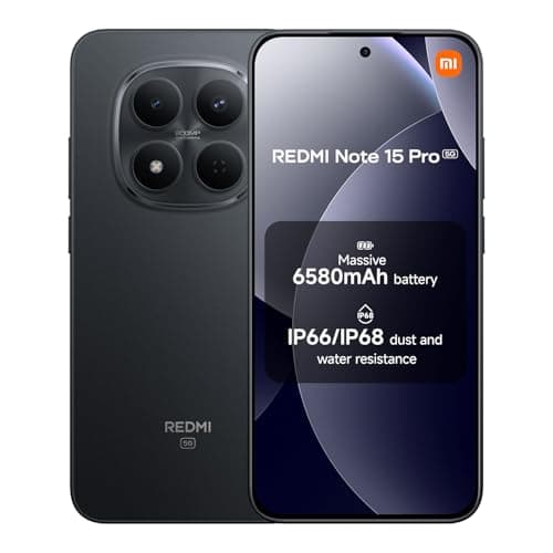 XIAOMI Redmi Note 15 Pro 5G, Smartphone 8+256 GB, Massive 6580mAh Battery, IP66/IP68, New 200MP Camera, 6.83" AMOLED Display, Black, Warranty 2 years, Charger Not Included
