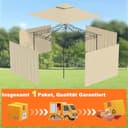 Devoko Garden Pavillon 3x3 Wasserdicht Stabil Winterfest Deluxe Gazebo, UV-Schutz 50+ Doppellagiges Grilpavillons mit seitenwänden für 4-8 Personen, Partyzelt für Freizeit, Partys, Beige - 8