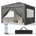 Aoxun Pop Up Gazebo with Sides 3m x 3m, Metal Frame Shelter Tent for Outdoor Garden Party, with Mesh Windows & Carry Bag,Grey - 1