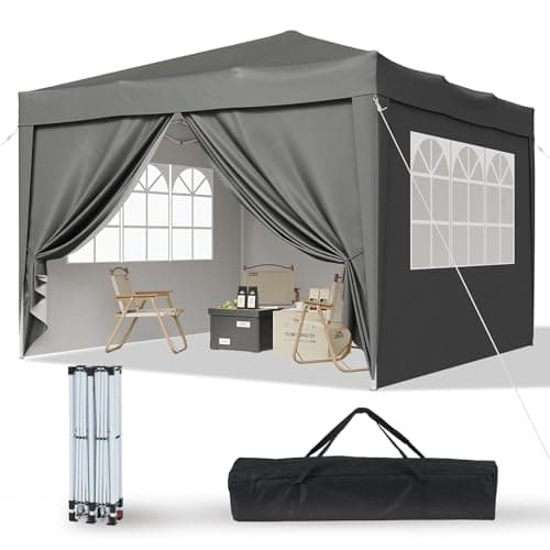 Aoxun Pop Up Gazebo with Sides 3m x 3m, Metal Frame Shelter Tent for Outdoor Garden Party, with Mesh Windows & Carry Bag,Grey