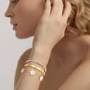 3 Stück Vergoldet Kleeblatt Armband Damen - Kristallen Tennis Armband 6mm Breit Cubic Zirkonia Armreif für Frauen, Wasserfester Tennisarmband mit Edelstahl Armbänder Set Geschenke für Damen, GWeiß - 2