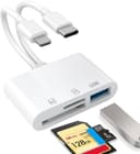 Lizoak SD Card Reader for iPhone iPad, USB-C & Ligh-ning to Micro SD/SD/TF/USB3.0 Adapter, SD Card Reader for iPhone 17/16/14/iPad/Mac/Camera, Plug & Play - 1