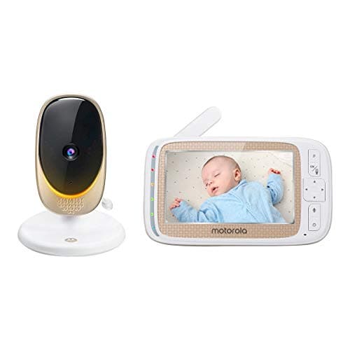 Motorola Baby Comfort 60, Vigilabebés Wifi con pantalla a color de 5 pulgadas, zoom digital, audio bidireccional, visión nocturna por infrarrojos y 5 nanas relajantes, Blanco (501278604109)