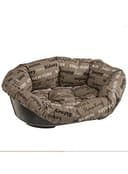 Ferplast Cuccia Cane e Gatto con Cuscino SOFA' 6 in Cotone Lavabile, Lettino per Cani Gatti da Interno Imbottito, Cesta in Plastica, Fondo Forato e Poggiamento, Antiscivolo, 73 x 55 x h 27 cm, Marrone - 1