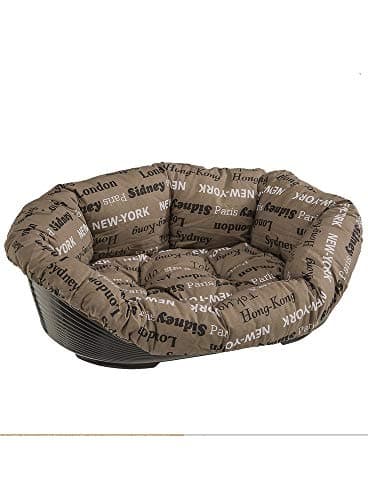 Ferplast Cuccia Cane e Gatto con Cuscino SOFA' 6 in Cotone Lavabile, Lettino per Cani Gatti da Interno Imbottito, Cesta in Plastica, Fondo Forato e Poggiamento, Antiscivolo, 73 x 55 x H 27 cm, Marrone