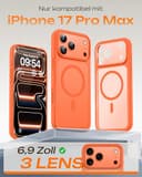 TOCOL für iPhone 17 Pro Max Hülle für MagSafe, Vollständiger Kameraschutz, Eingebauter Magnetring, Stoßfest Kratzfest Transluzente Matt Handyhülle für iPhone 17 Pro Max Case 6,9 Zoll, Orange - 2