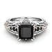 LMRJHAZM Vintage 925 Sterling Silver Black Gemstone Ring Cocktail Rings Square Cut Black Onyx Marcasite Cubic Zirconia Anniversary Promise Ring CZ Eternity Engagement Wedding Band Ring for Women - 4
