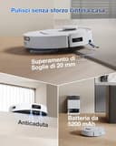 ECOVACS DEEBOT T30C OMNI GEN2 Robot Aspirapolvere e Lavapavimenti, 25.000 Pa, ZeroTangle 3.0, TruEdge 2.0, TrueMapping 2.0, Lavaggio dei panni con acqua calda a 75°C, Stazione OMNI All-in-One, Bianco - 6