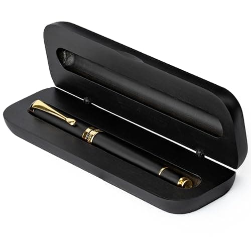 Wordsworth and Black Rollerball Pen - Atemberaubender Luxus-Stift aus Bambus Schwarzholz, Goldfinish, nachfüllbar, Geschenkset für Männer & Frauen, Tinte, Bürobedarf
