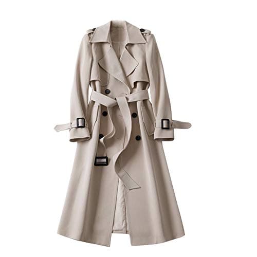 Generisch Wollmantel Damen Winter Lang Winterjacke Warm Wolle Wintermantel Elegant Tailliert Jacke Mantel Frauen A-Linie Vintage Wolljacke Knöpfe Damen-Mäntel Ohne Kapuze Trenchcoat